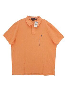 NWT POLO RALPH LAUREN Orange Mesh Polo Shirt Custom Slim Fit 100% Cotton XXL